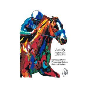 Justify Triple Crown Belmont Stakes Horse Racing Poster Print Wall Art 11x17
